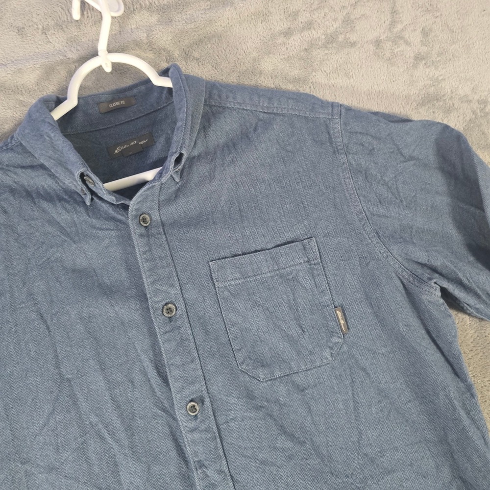 Eddie Bauer Classic Fit‎ Button Down Herringbone Shirt Mens L
